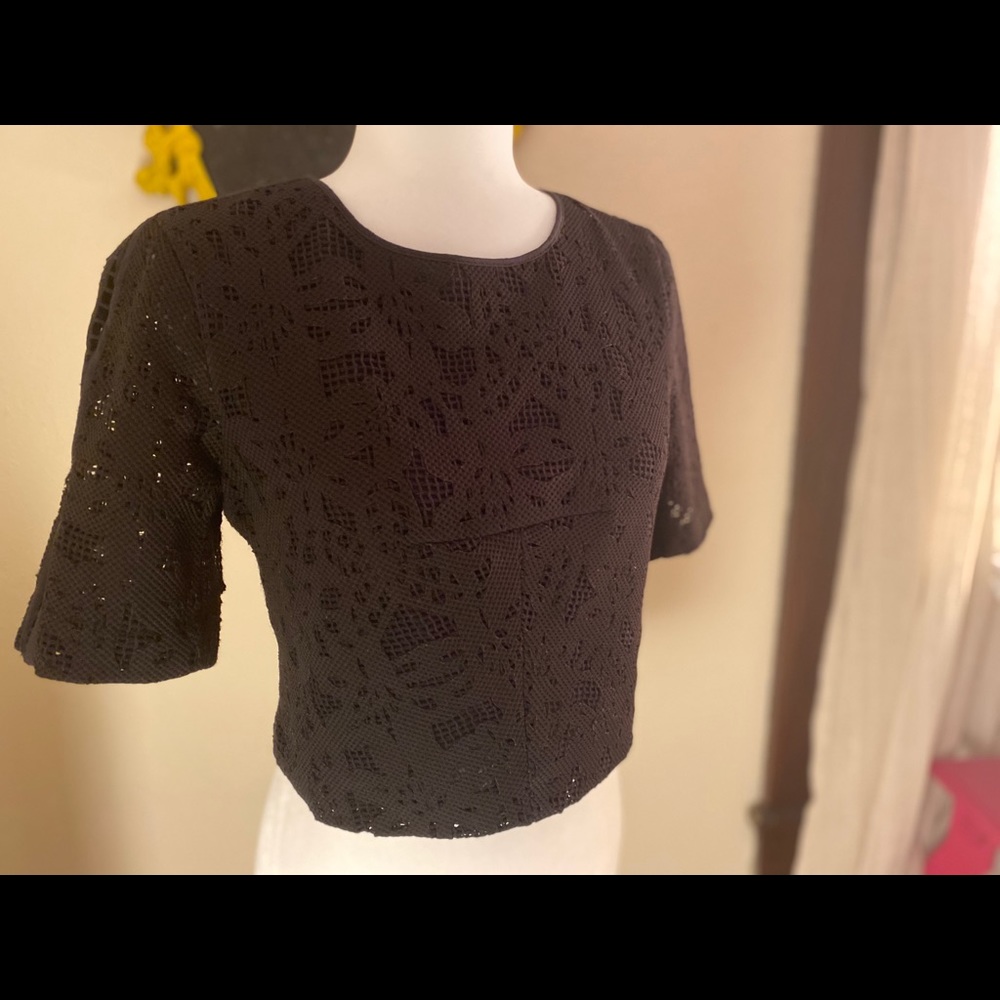Rebecca Taylor Cropped Black Top 6